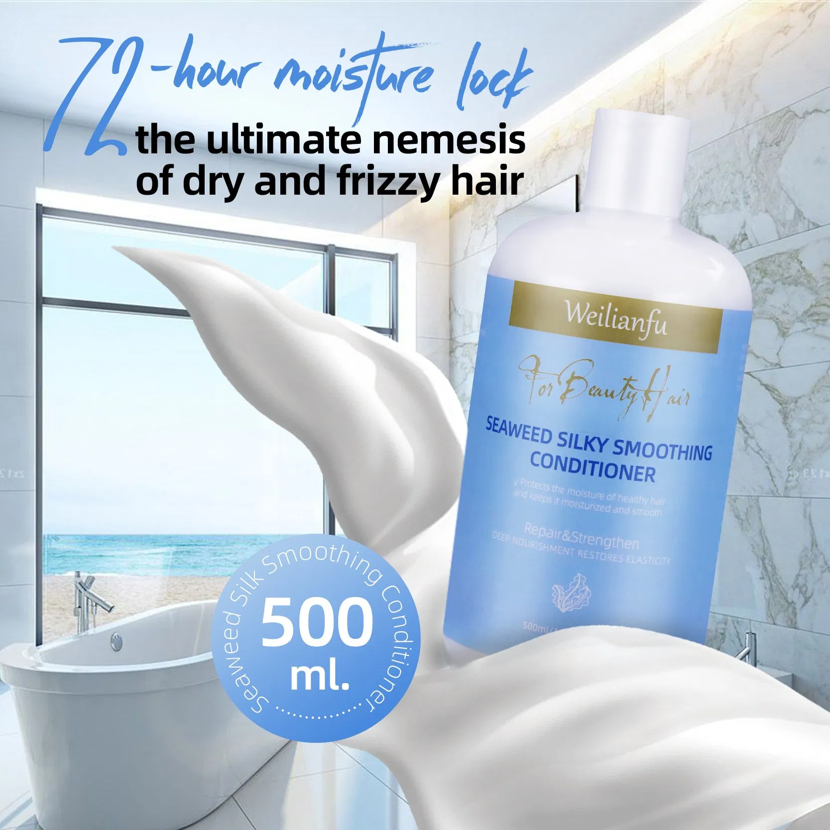 Eco-Friendly Seaweed-Infused Shampoo Conditioner Duo Anti-Frizz & Scalp Nourishment Solution