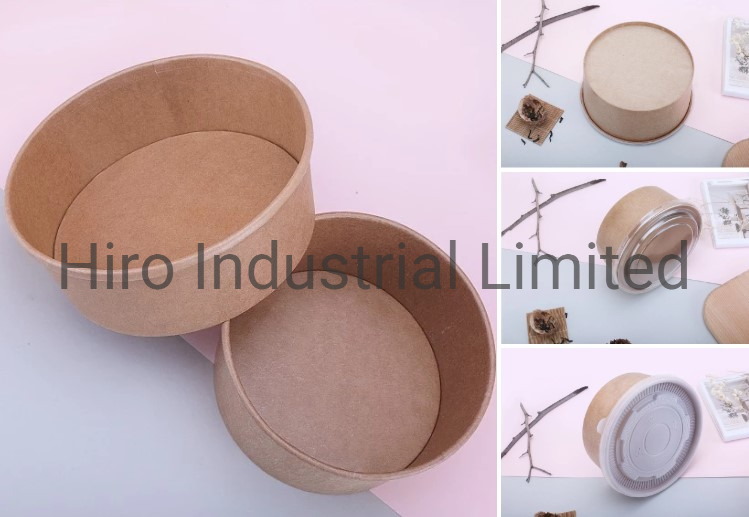 Hot Selling Food Grade Disposable Kraft Paper Bowls with Lids for Salad Cold Food