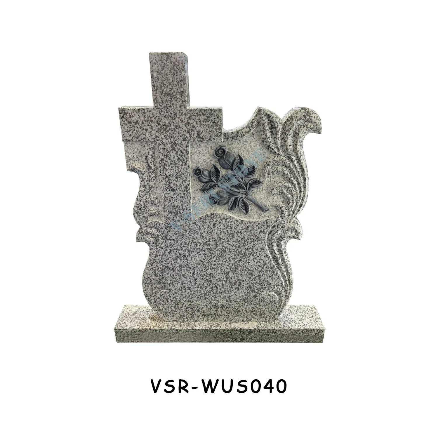 Blue Pearl Granite Headstone Gravestone Factory with Calla Pattern and Granite Vases