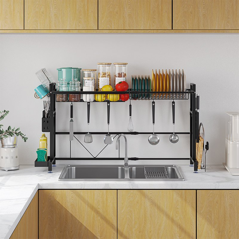 Сушилка для посуды над раковиной с держателем для столовых приборов