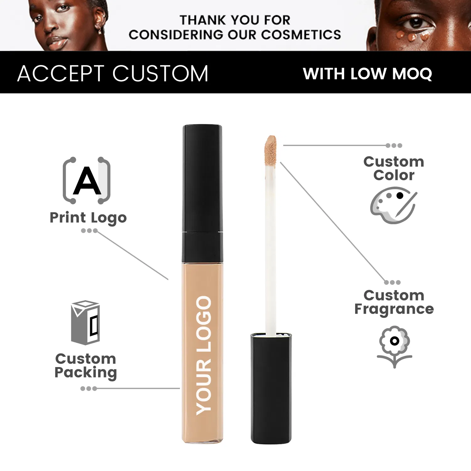 Factory Price New Arrival 6 Colors Vegan High Definition Liquid Concealer Makeup
