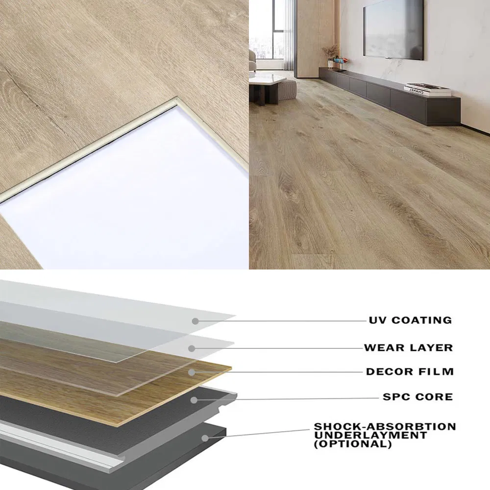 Огнеупорный водонепроницаемый SPC ламинат U-Groove