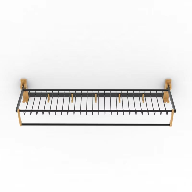 Черная полка для ванной с LED-подсветкой JOYS