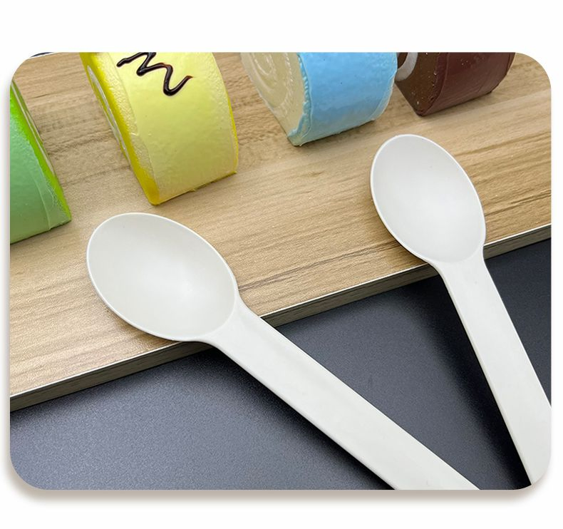 Custom Ice Cream Spoons Disposable Biodegradable Cornstarch Dessert Eco-Friendly Yogurt Spoons