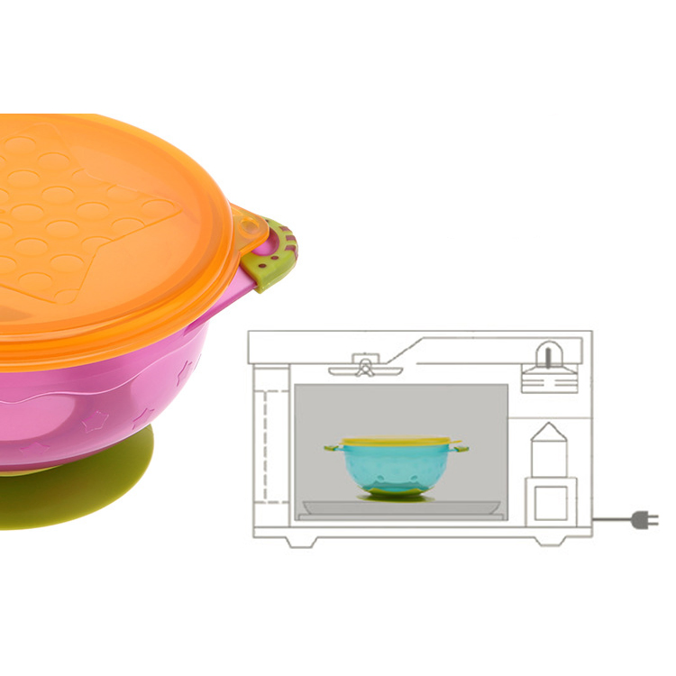 3 Pieces Colorful Plastic Dinnerware Bowls Snack Dinner Set Baby Feeding Suction Bowl