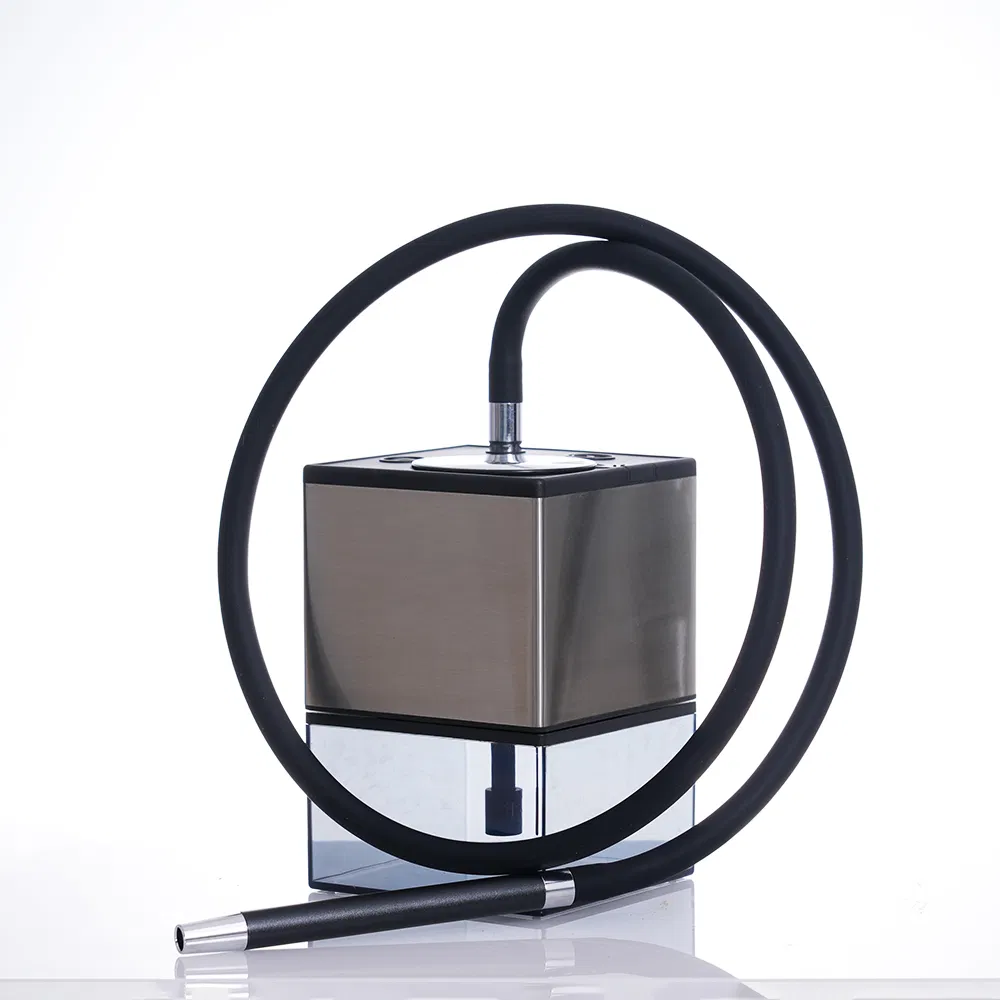 New Smart Digital Multicolor LED Lights Electric Wireless Portable Metal Shisha Hookah with Gift Box