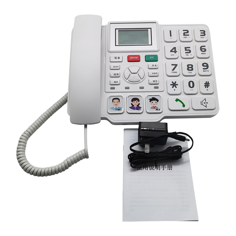 Dual SIM Card Big Button Big Keypad 4G Cordless Desktop Telephone Support Sos