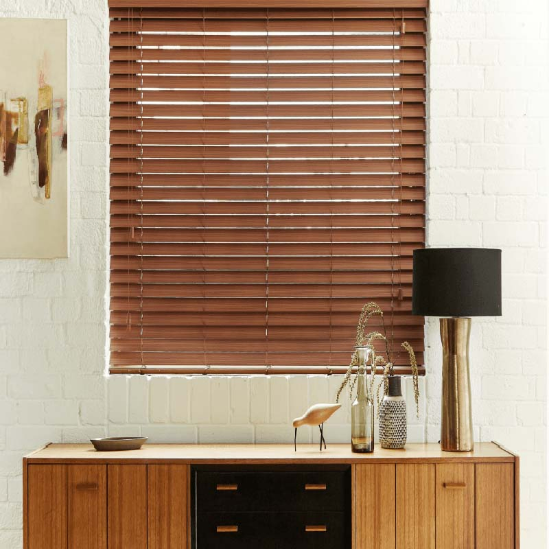 Classic Style 2-Inch Corded PVC Venetian Blinds Wooden Effect Blinds