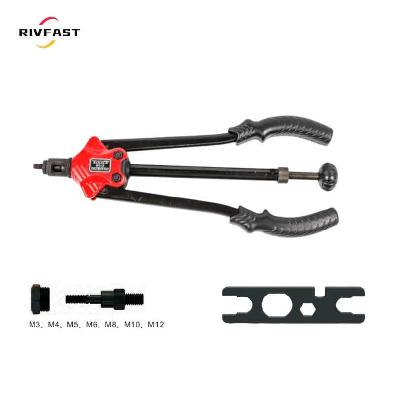 Thread Nuts Hand Tool Heavy Duty Hand Riveter Kit with Interchangeable Mandrels and Nosepieces Bt610