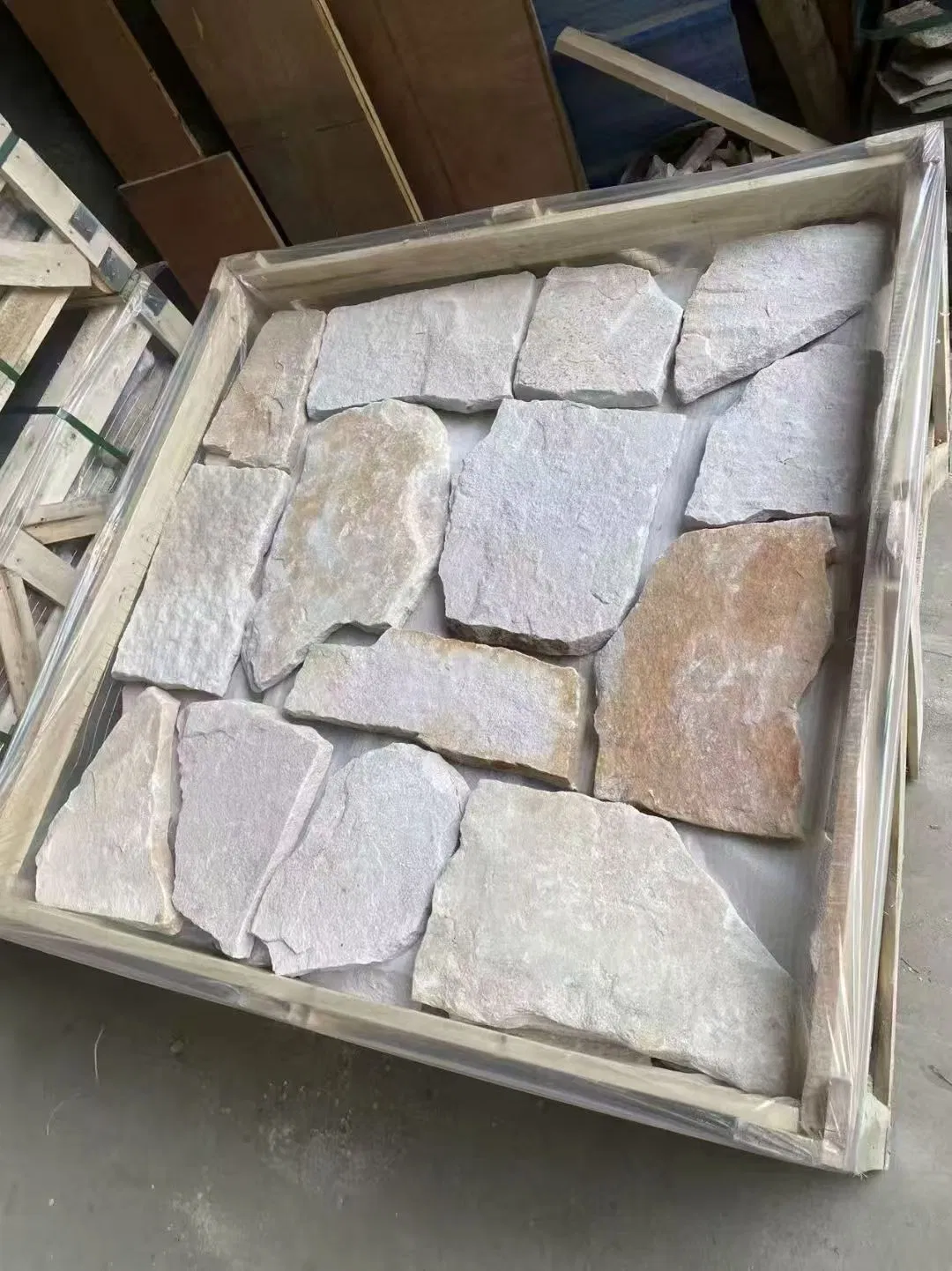 Stacked Stone Veneer Irregular White Sandstones Loose Stones for Wall Facade Decoration