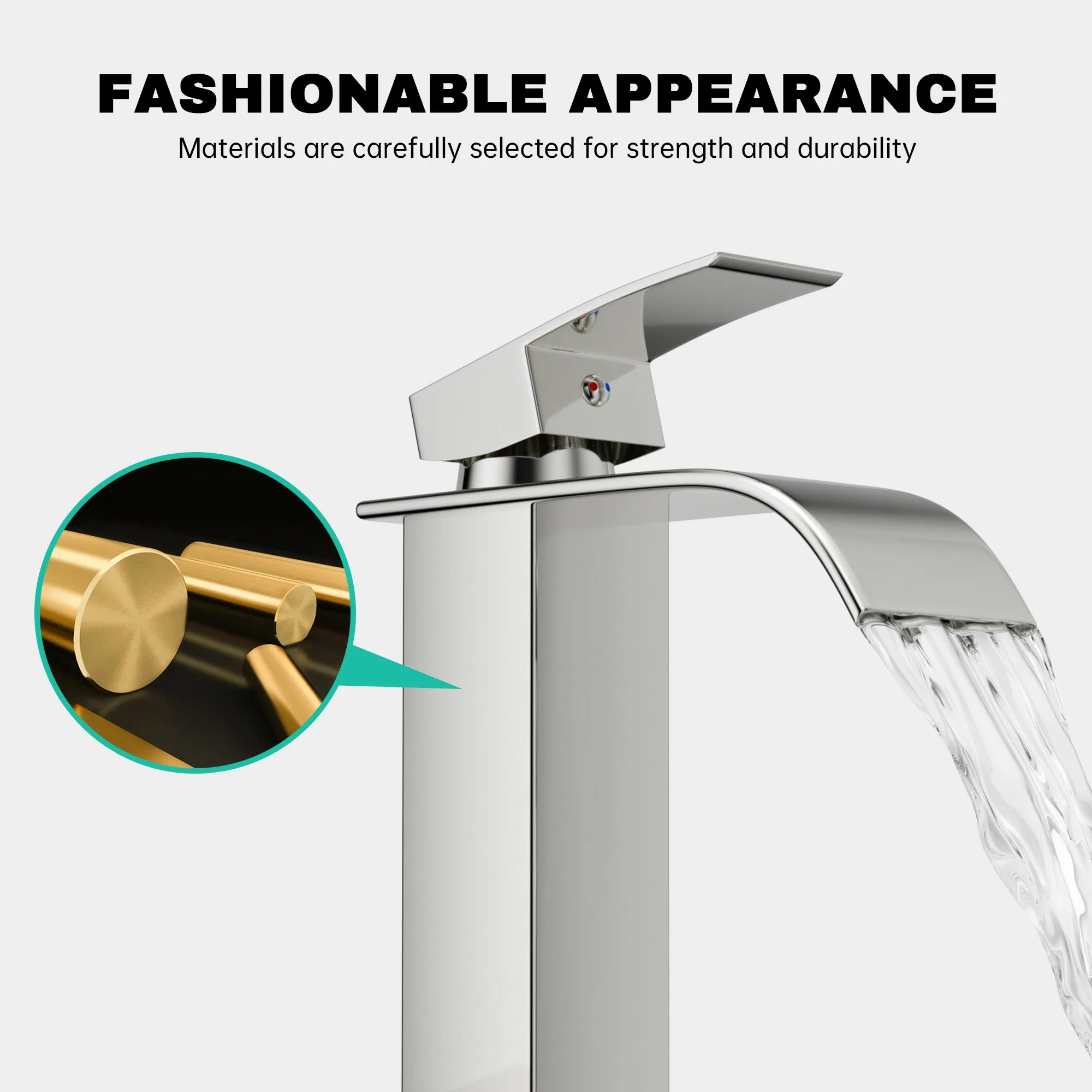 Hotel Office Bathroom Faucet Waterfall Flow Stainless Steel Restroom Faucet