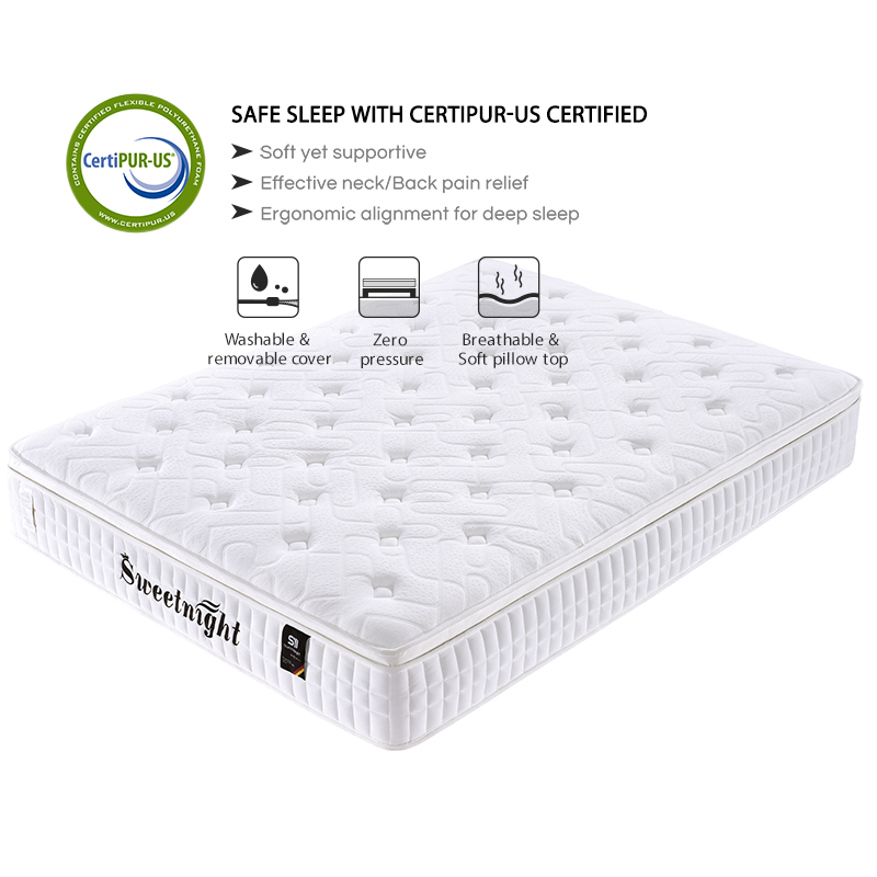 Memory Foam Pillow Top Fabric Hotel Latex Spring Mattress