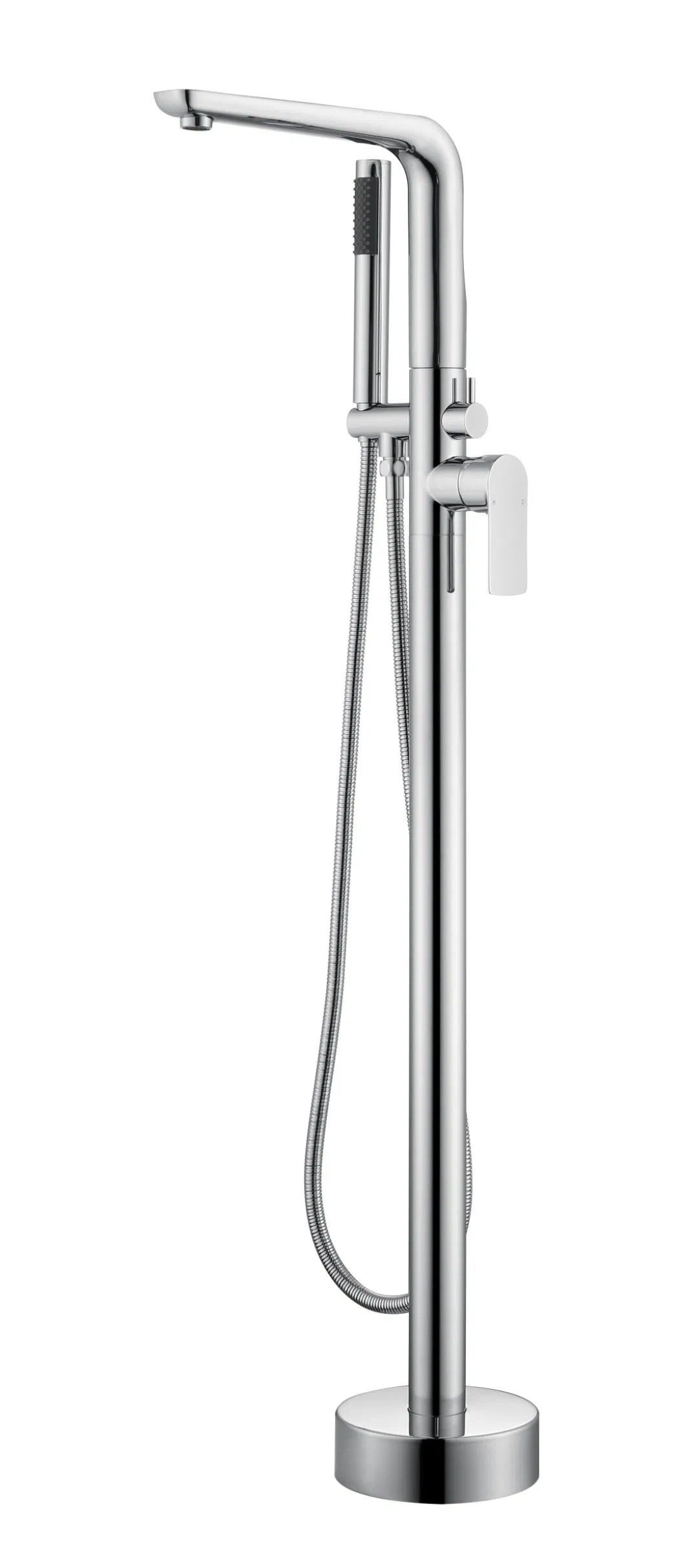 Matt White&Glossy White Freestanding Double Ended Slipper Morden Acrylic Bathtub with Chrome Plated Floor Standing H59 Brass Tap Mixer