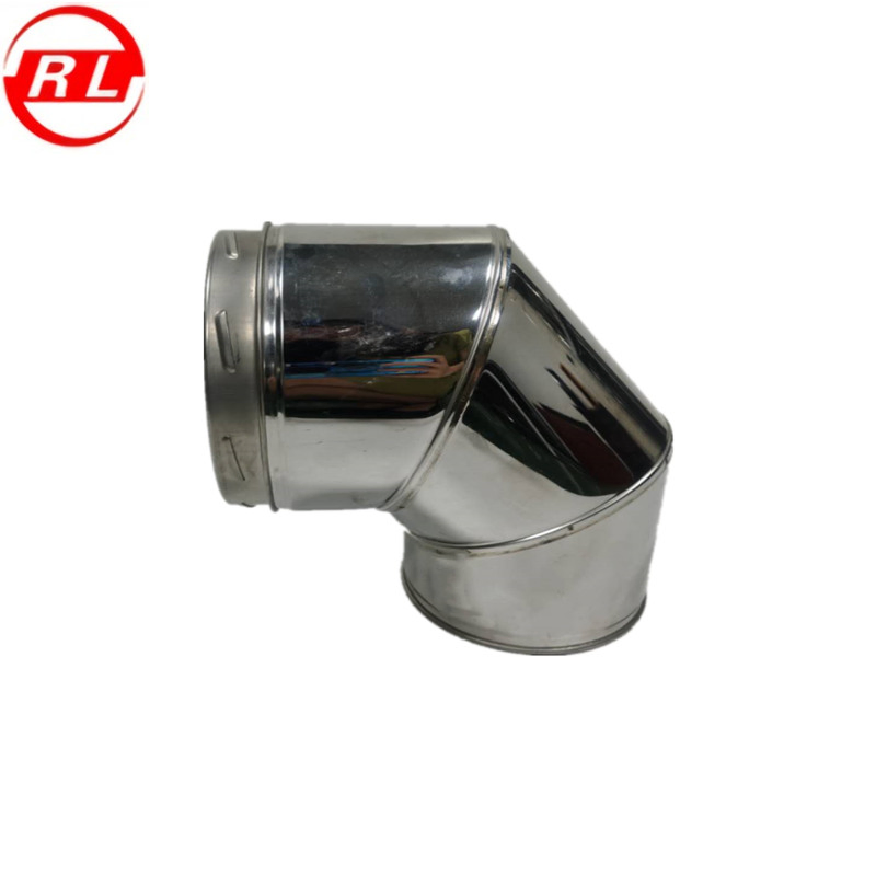 90 Degree Silver White Spiral Style Double Wall Elbow Chimney Duct