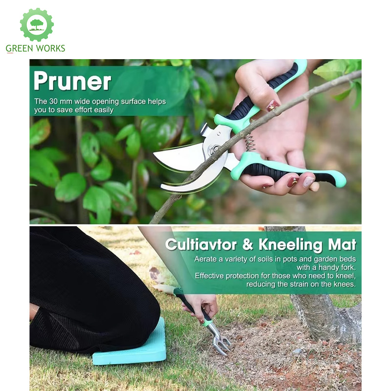 10-Piece Compact Garden Tools with Shear Shovel Rake Easy Storage Kit for Home Garden Tree Trimmer