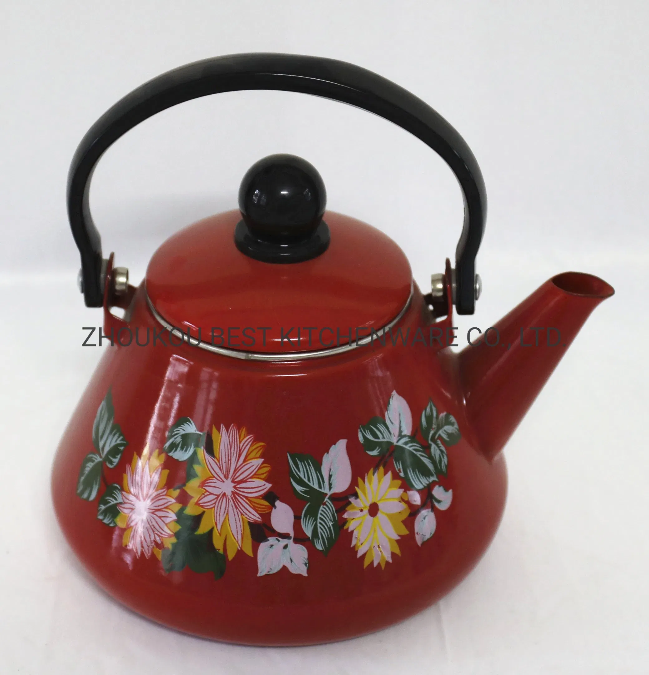 Enamel Tea Pot with Decal Enamel Kettle with Bakelite Handle