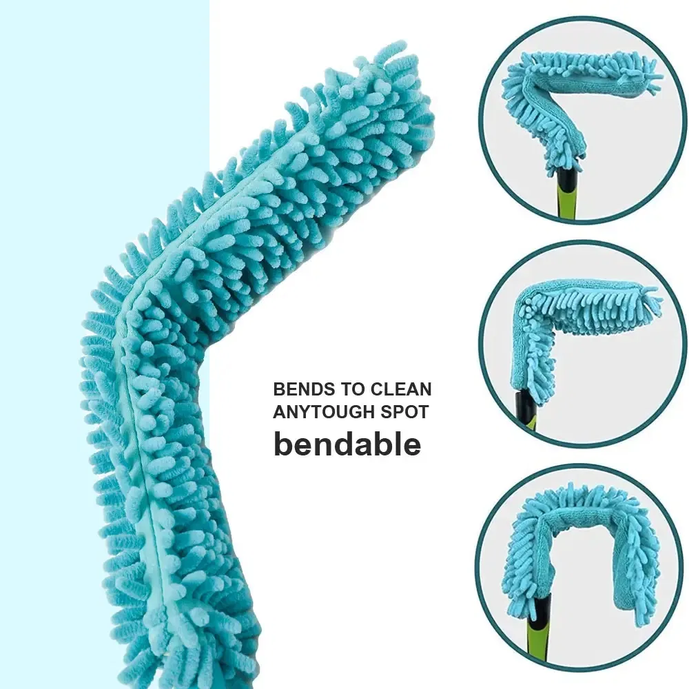 Chenille Single-Sided Curved Dust Duster Washable Reusable Curved Head Extends Cleaning Tool Lifespan