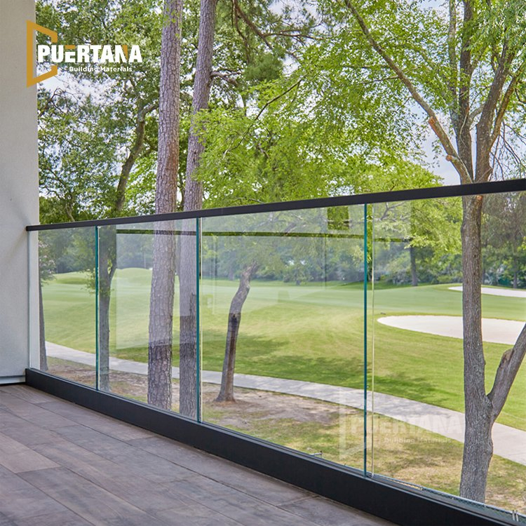 Aluminum U Channel Glass Railing Stainless Steel Handrail Frameless Glass Balustrade Balcony Deck Base Rail Stairs Railing