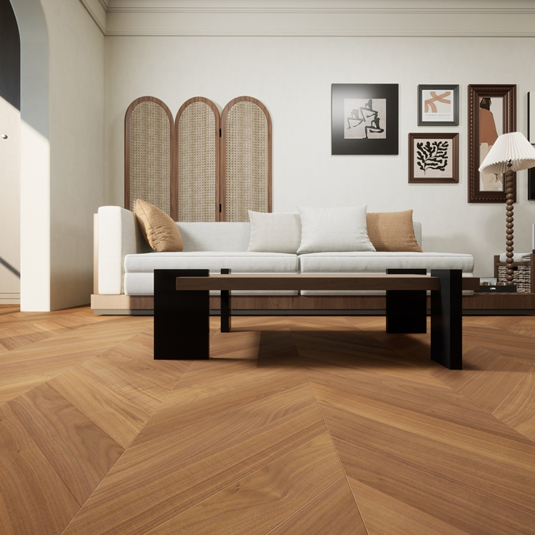 Modern Design Natural Color Solid Engineered Herringbone Flooring Oak Birch for Indoor Click Installation White Oak Brushed