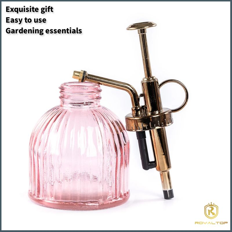 Glass Watering Garden Tool Vintage Style Plant Spritzer Bronze Plastic Top Pump Glass Plant Mister with 200ml Spray Bottle