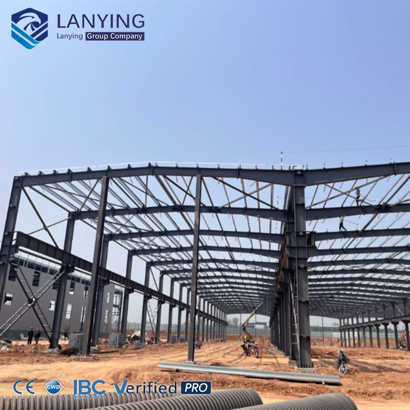 Fireproof Steel Structure Workshop Building with Rock Wool Insulation Panel