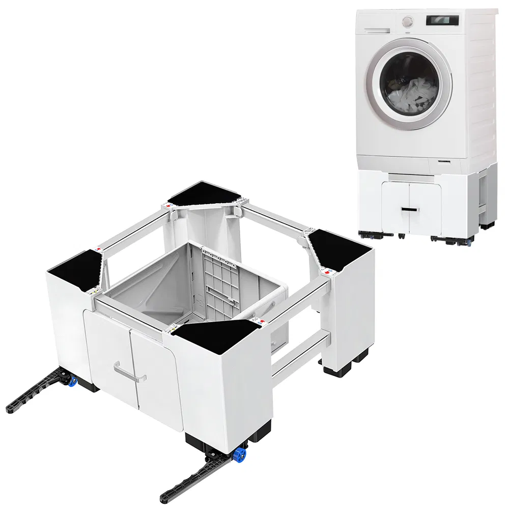 Space Saving Washing Machine Base with Storage Drawer for Small Laundry Room
