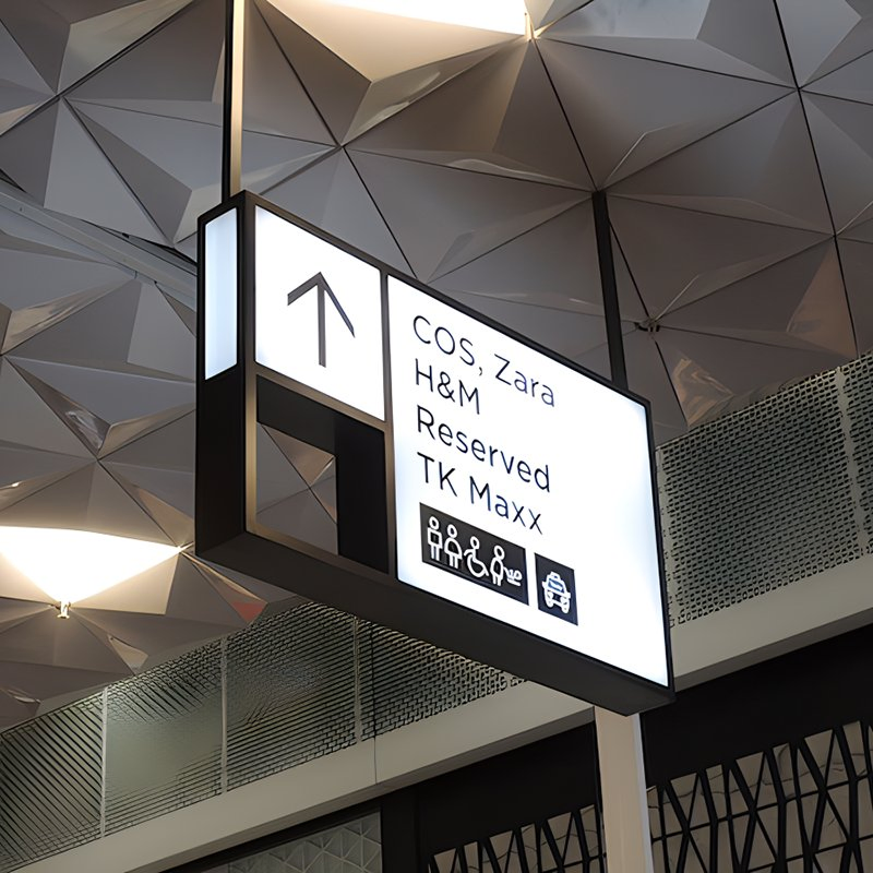 Custom Ezd Side Hanging Wall Mounted Illuminated Restroom Emergency Exit Wayfinding Sign