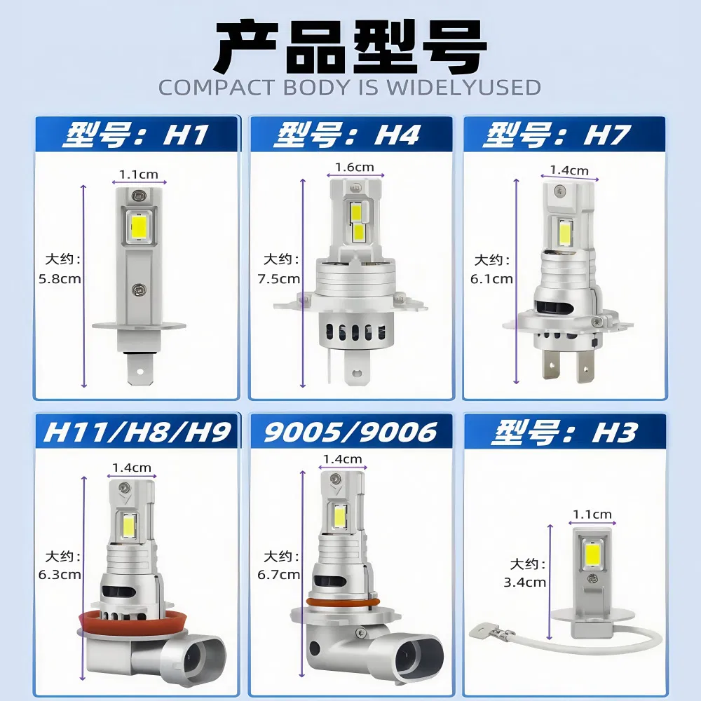 Светодиодная лампа H7 60W для авто, 7200 лм