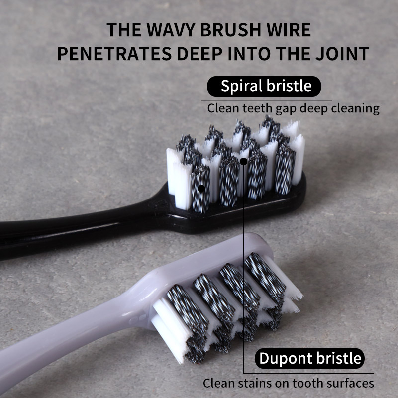 Wavy Design Hard Bristle Adult Toothbrush for Stains Cleaning