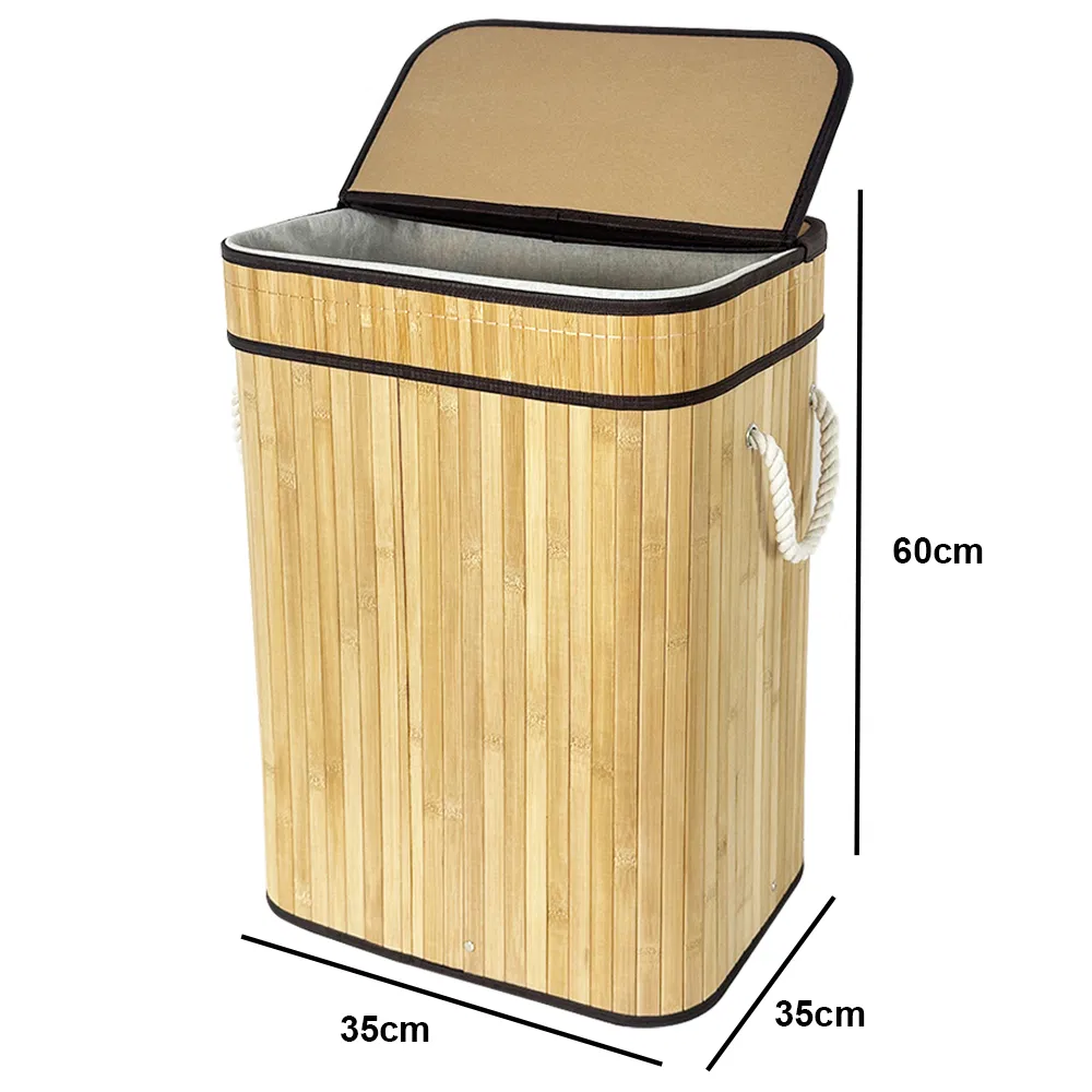 Natural Bamboo Laundry Basket for Dirty Clothes with Folding Design