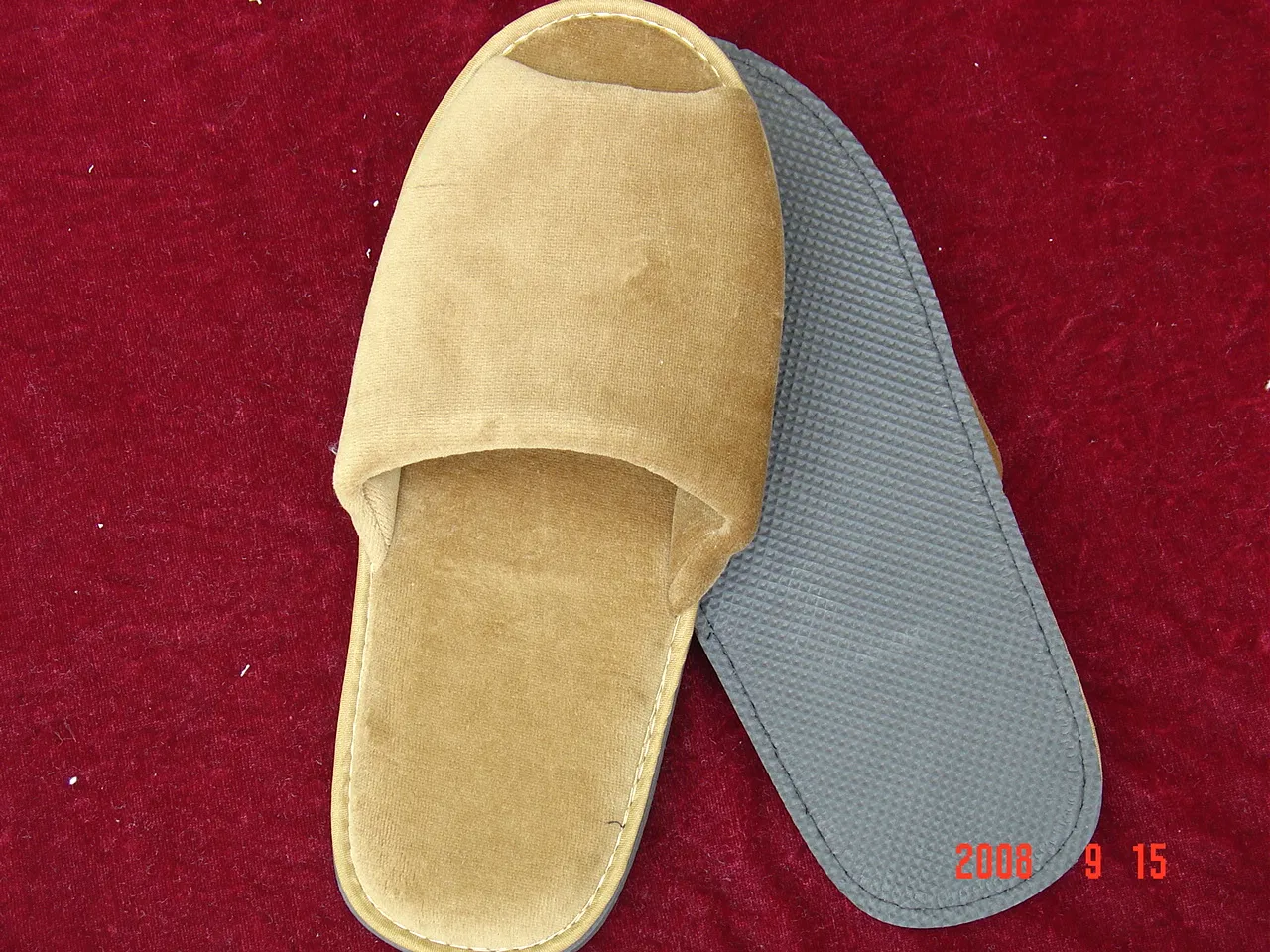 Luxurious Hand Made Hotel Slippers with EVA Outsole and Polyester Velour