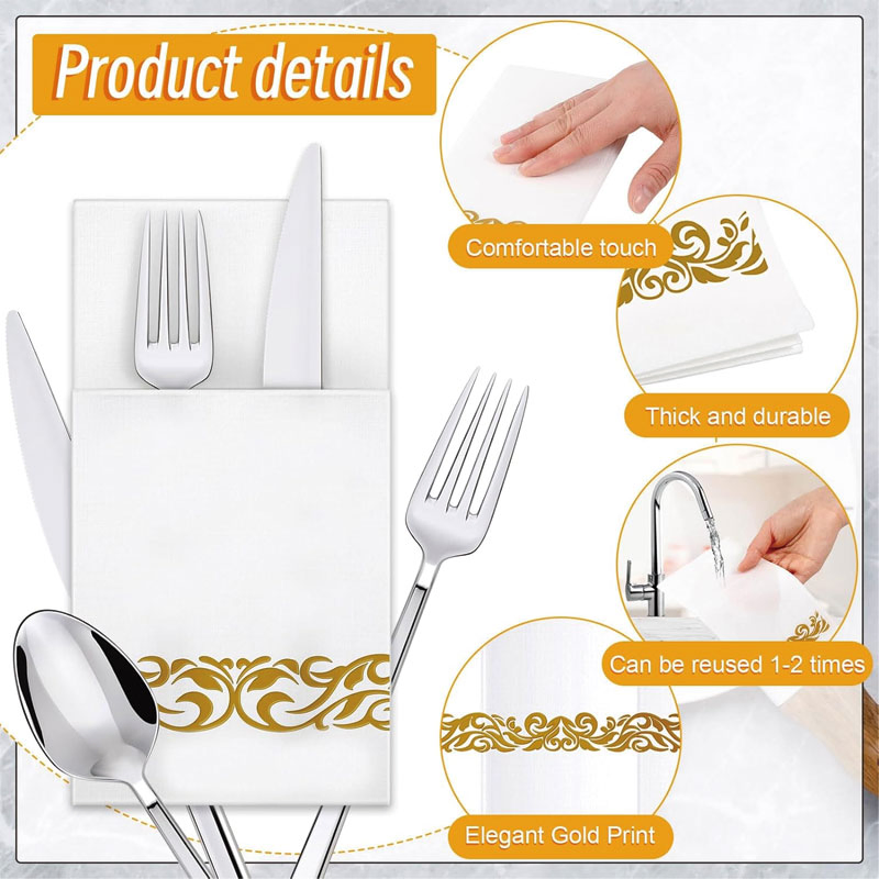 Customized Disposable Airlaid Napkins Paper Dining Cutlery Virgin Wood Pulp Wholesale Custom Logo for Restaurant