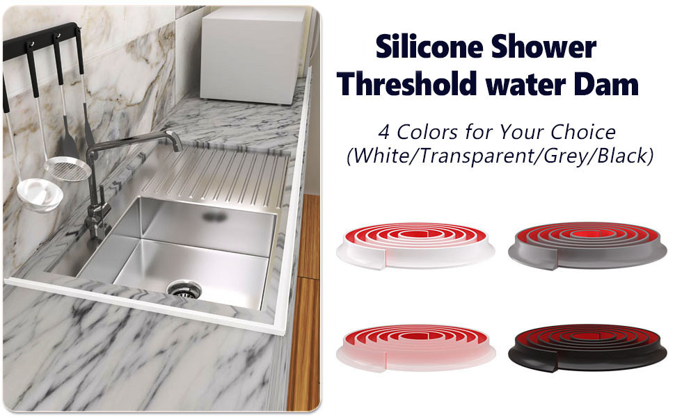 2 Inch 5cm Versatile Dynamic Silicone Shower Threshold Water Barrier
