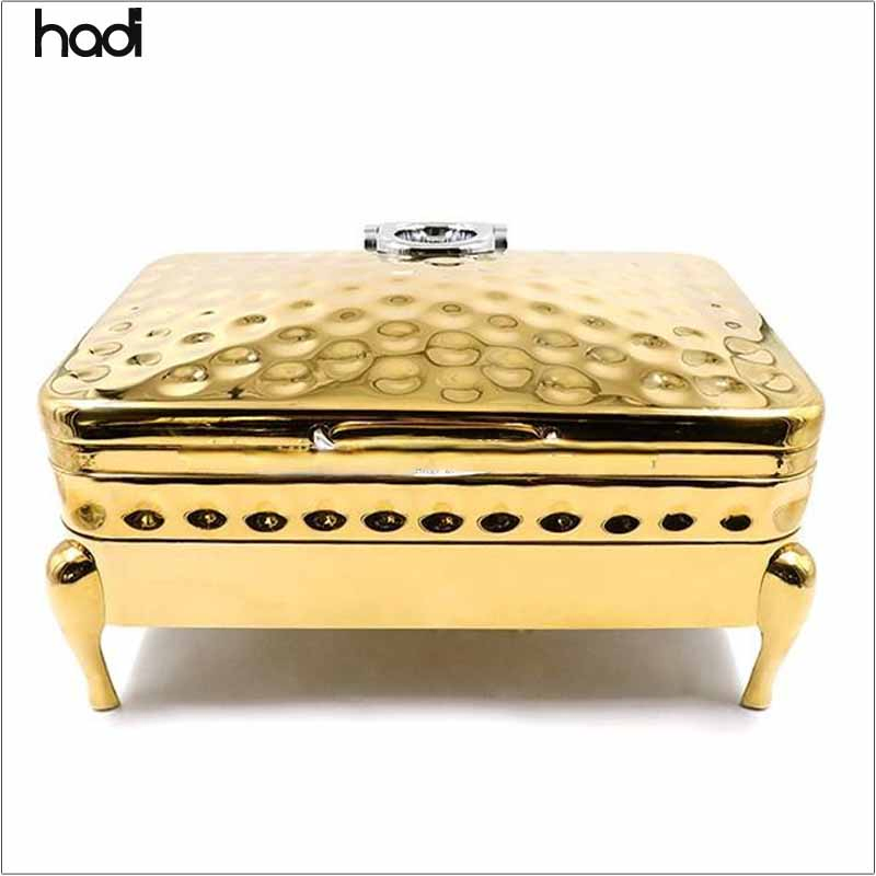 Wholesale 9L Stainless Steel Rectangle Hydraulic Top Buffet Equipment Electric Catering Chafing Dish Glass Cover with LED Light