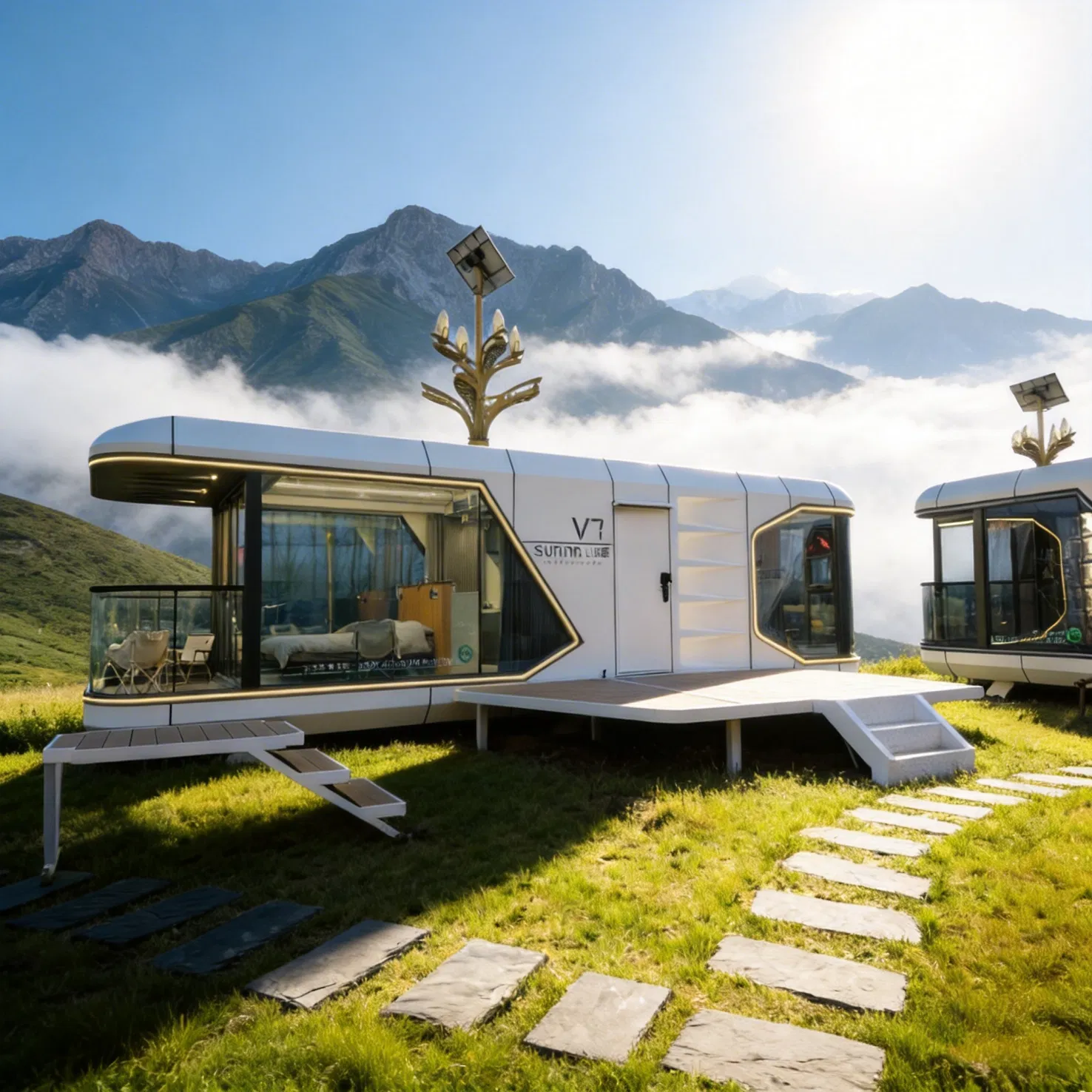 Luxury Prefab Villa House Durable Prefabricated Modular Mobile Home Outdoor Smart Voice Control Space Capsule House