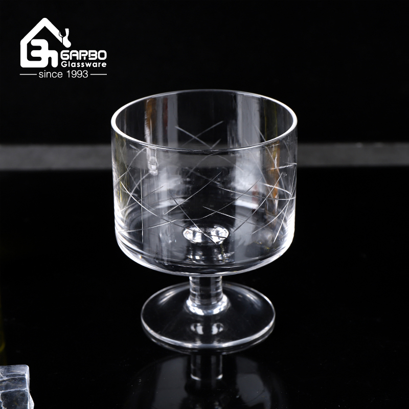 High End 12.5oz Engraved Pattern Ice Cream Glass Cup