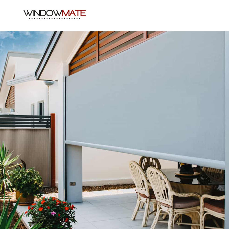 Outdoor Zip Track Roller Blind Ultra-Durable Shading Windows Vertical Curtain Motorized