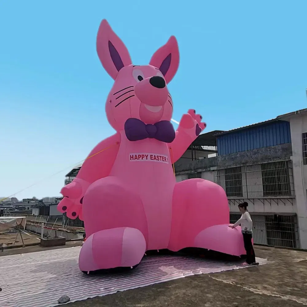 8mh Giant Pink Inflatable Easter Rabbit Bunny with Bow Tie for Easter Day Outdoor Yard Lawn Decor