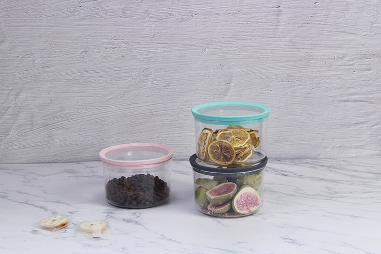 High Quality Plastic Round Airtight Clear Coffee Food Storage Container Set