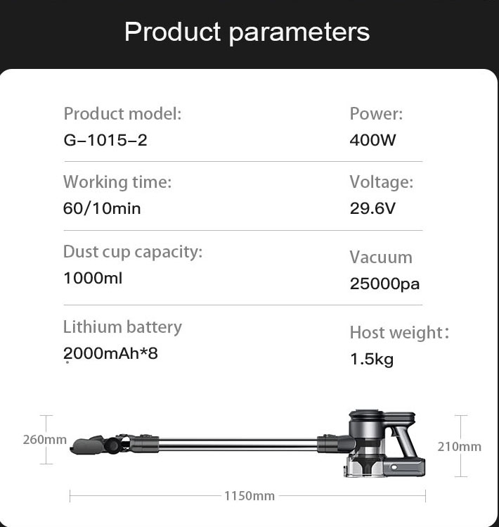 400W BLDC Cordless Vacuum Cleaner Handheld Wireless Stick Portable vacuum Cleaners