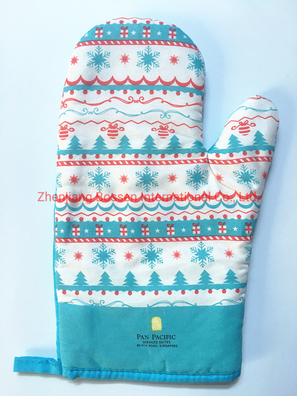 Customized Print Cheap Polyester Cotton Oven Mitten Oven Glove Mitts