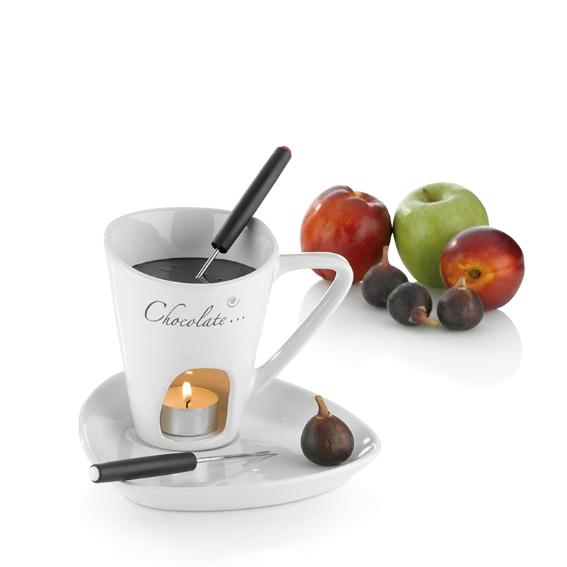 White or Red Melting Lover′ S Chocolate Fondue Pot Set