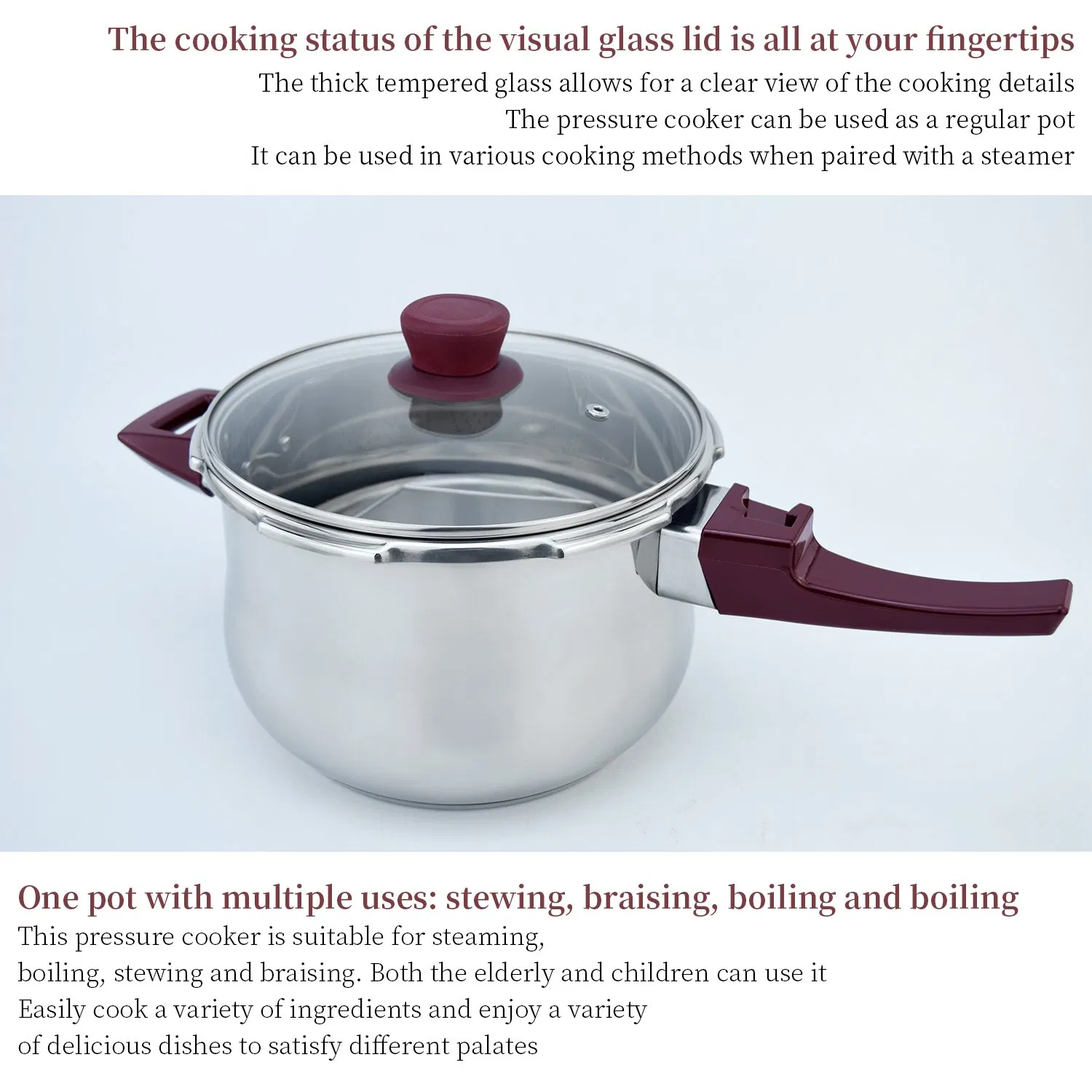 Thickened Large Capacity Pressure Cooker Gas Induction Two Lids Cooker