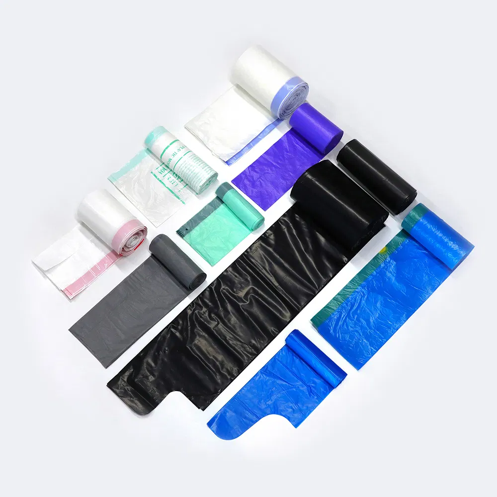Manufacturer Factory LDPE HDPE Trash Vest Diaper Dog Poop Drawstring Stand up Rubbish Die Cut Food Packaging Ziplock T-Shirt Garbage Carrier T Shirt Plastic Bag