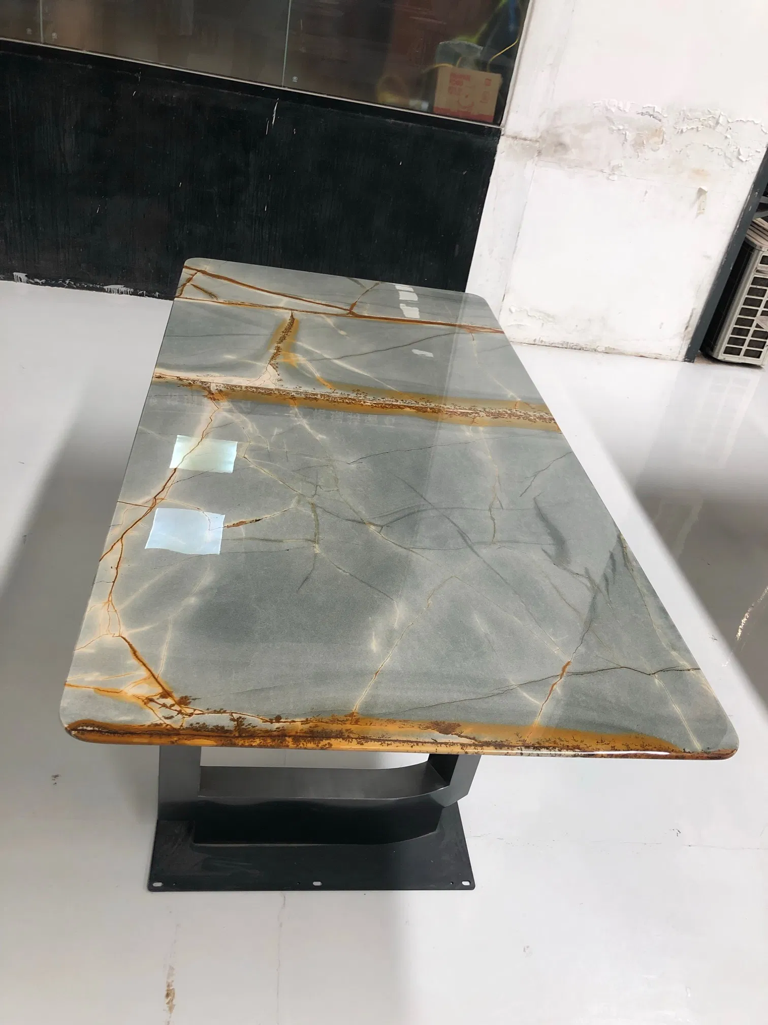 Luxury Rectangular Blue Roma Quartzite Dining/Coffee/Side Table with Stainless Steel Leg