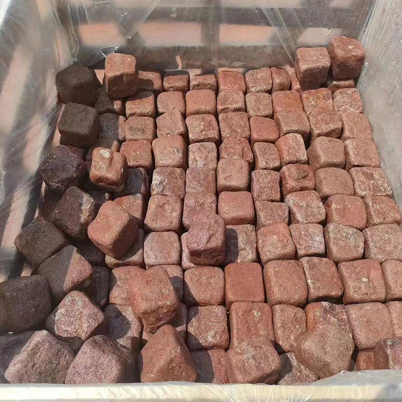 10X10X10 Natural Low Price Outdoor Garden Stone Loose Driveway Red Porphyre Paving Cubic