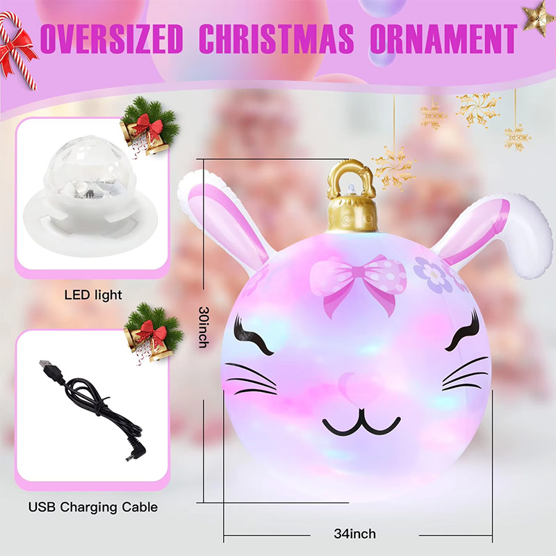Inflatable Christmas Decoration Rabbit Ornament Ball with LED Light