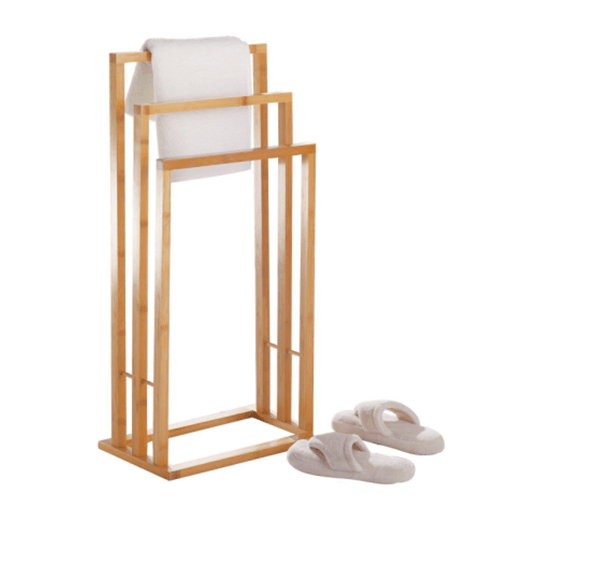 Бамбуковая полка для ванной с держателем для полотенец