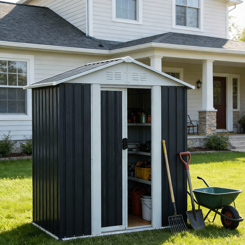 5*3FT Heavy-Duty Outdoor Metal Garden Storage Shed with Floor