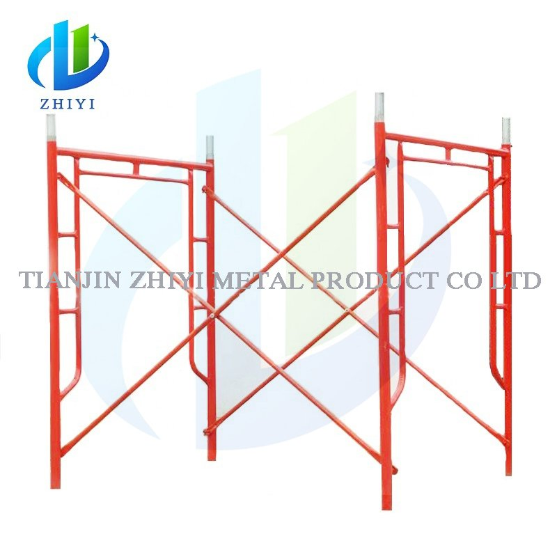 Quality Staircase Speed Lock H Steel Frame Painting in Blue Construc Double Front Guard Rail Ladder Scaffolding